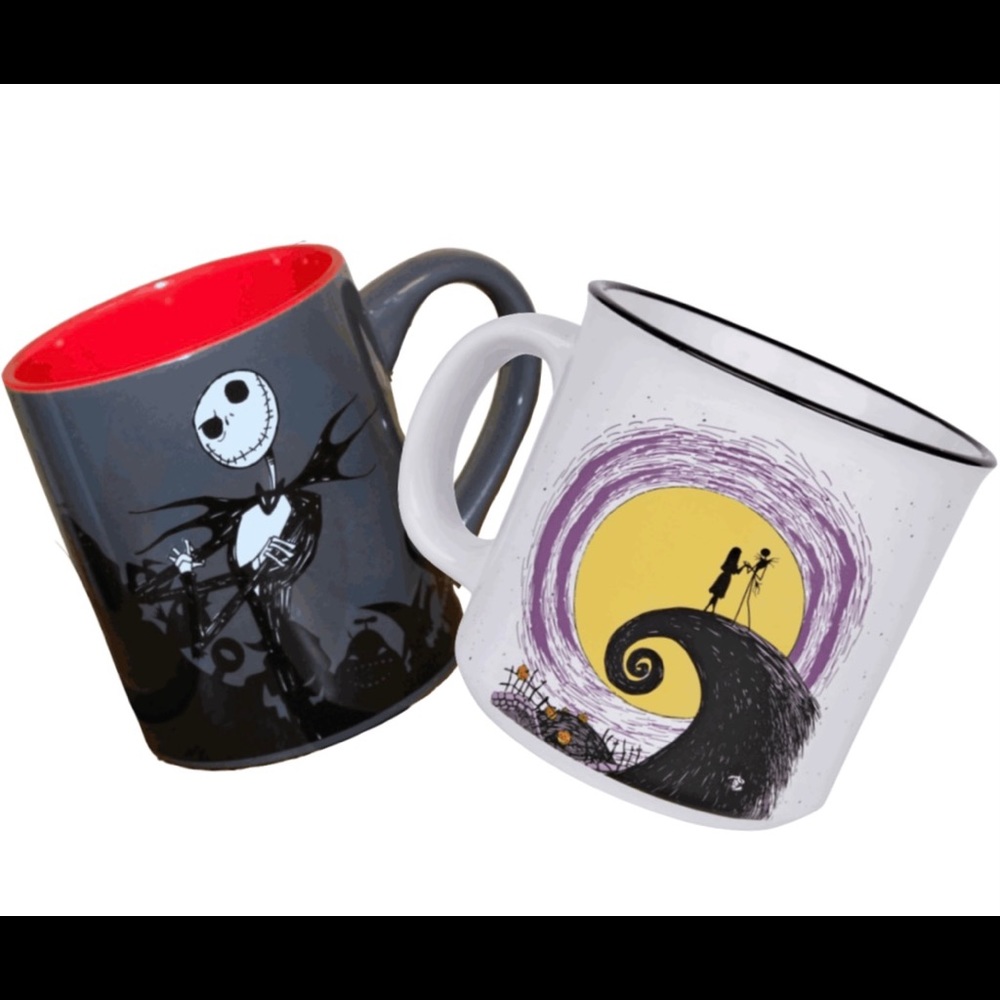 PAIR OF DISNEYS NIGHTMARE BEFORE CHRISTMAS ceramic mugs NEW